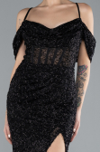 Robe de Soirée Longue Perlé Noir ABU4394