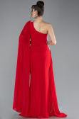 Robe Grande Taille Longue Mousseline Rouge ABU4407