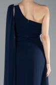 Robe Grande Taille Longue Mousseline Bleu Marine ABU4407