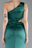 Robe de Soirée Longue Satin Émeraude ABU4409