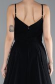Robe de Soirée Longue Mousseline Noir ABU4412