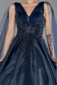 Robe de Fiançailles Design Personnalisé Longue Bleu Marine ABU4432