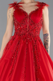 Robe de Fiançailles Design Personnalisé Longue Rouge ABU4436