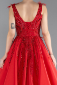 Robe de Fiançailles Design Personnalisé Longue Rouge ABU4436