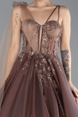 Robes De Soirée Grande Taille Longue Marron Clair ABU4467