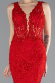 Robe Queue de Poisson Longue Lacé Rouge ABU4493