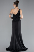 Robe de Soirée Longue Satin Noir ABU4498