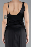 Robe de Soirée Longue Satin Noir ABU4498