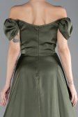 Robe de Soirée Longue Satin Kaki ABU4508