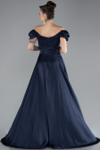 Robe de Soirée Longue Satin Bleu Marine ABU4508