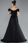 Robe de Soirée Longue Satin Noir ABU4508