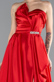 Robe de Soirée Longue Satin Rouge ABU4522