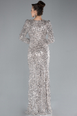 Robe De Soirée Squameuse Longue Beige ABU4329