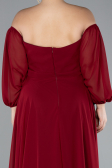 Robe De Soirée Grande Taille Longue Mousseline Rouge Bordeaux ABU2597