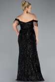 Robe De Fiançailles Grande Taille Longue Noir ABU3785