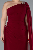 Robe Grande Taille Longue Mousseline Rouge Bordeaux ABU4407