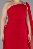 Robe Grande Taille Longue Mousseline Rouge ABU4407