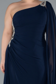 Robe Grande Taille Longue Mousseline Bleu Marine ABU4407