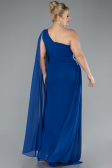 Robe Grande Taille Longue Mousseline Bleu Saxe ABU4407