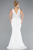 Robe De Mariée Grande Taille Longue Lacé Blanc ABU4504