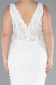 Robe De Mariée Grande Taille Longue Lacé Blanc ABU4504
