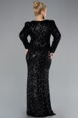 Robe De Fiançailles Grande Taille Longue Squameuse Noir ABU4373