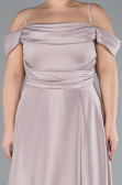 Robe de Soirée Grande Taille Longue Satin Beige ABU4528