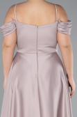 Robe de Soirée Grande Taille Longue Satin Beige ABU4528