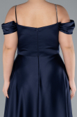 Robe de Soirée Grande Taille Longue Satin Bleu Marine ABU4528