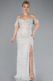 Robe De Fiançailles Grande Taille Longue Perlé Beige ABU4395