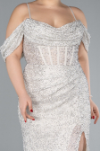 Robe De Fiançailles Grande Taille Longue Perlé Beige ABU4395