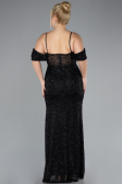 Robe De Fiançailles Grande Taille Longue Perlé Noir ABU4395
