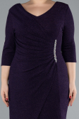 Robe De Invitation Grande Taille Midi Violet Foncé ABK1950
