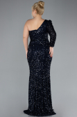 Robe De Fiançailles Grande Taille Longue Bleu Marine ABU4404