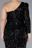 Robe De Fiançailles Grande Taille Longue Noir ABU4404