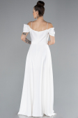 Robe de Soirée Longue Satin Blanc ABU4531