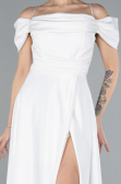 Robe de Soirée Longue Satin Blanc ABU4531