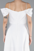 Robe de Soirée Longue Satin Blanc ABU4531