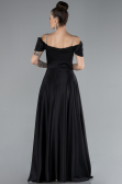 Robe de Soirée Longue Satin Noir ABU4531
