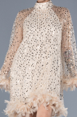 Robe de Cérémonie Courte Squameuse Or ABK2202