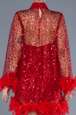Robe de Cérémonie Courte Squameuse Rouge ABK2202
