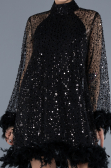Robe de Cérémonie Courte Squameuse Noir ABK2202