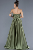 Robe de Soirée Longue Satin Kaki ABU4561