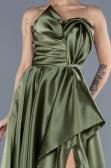 Robe de Soirée Longue Satin Kaki ABU4561