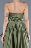 Robe de Soirée Longue Satin Kaki ABU4561
