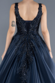 Robe Haute Couture Longue Bleu Marine ABU4551