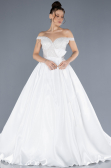 Robes de Mariage Longue Satin Blanc ABU4578