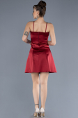 Robe de Cérémonie Courte Satin Rouge Bordeaux ABK2225