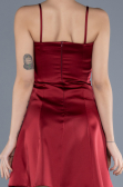 Robe de Cérémonie Courte Satin Rouge Bordeaux ABK2225