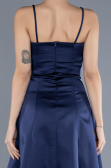 Robe de Cérémonie Courte Satin Bleu Marine ABK2225